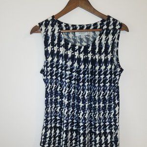 Kasper Separates Sleeveless Top Abstract Design Blue Black White